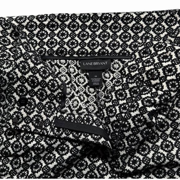 Lane Bryant Tapered Pants Womens Plus Sz 24 Black White Jacquard Stretch - Picture 2 of 10